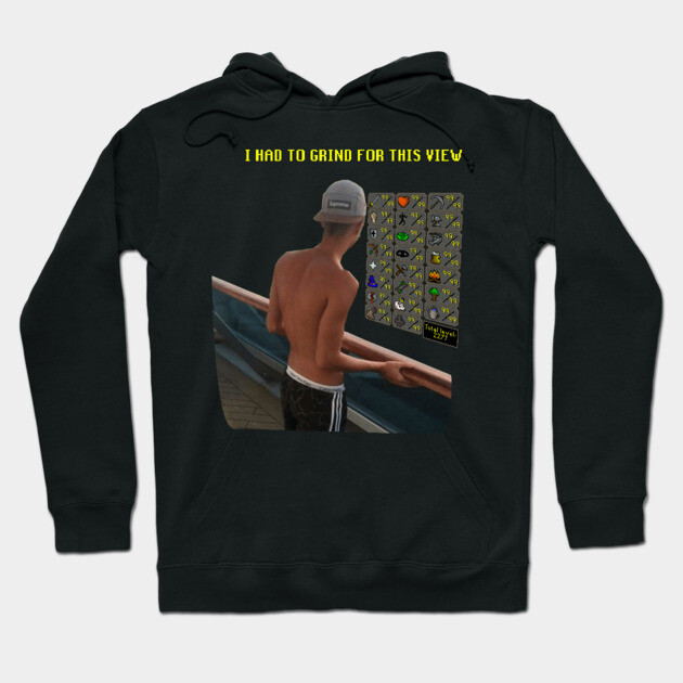 Black hoodie with a graphic print, featuring a gaming theme and humorous text, perfect for casual wear or gamers.