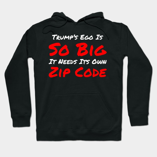 Black hoodie with bold red and white novelty text, casual style, perfect for cool weather and statement fashion.