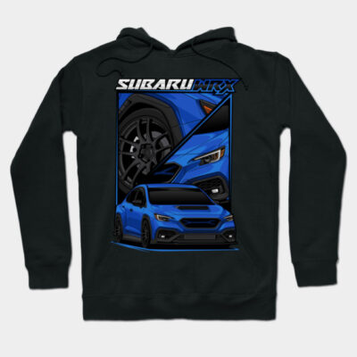Black hoodie featuring blue car graphic design, ideal for car enthusiasts, made from soft cotton blend for comfort.