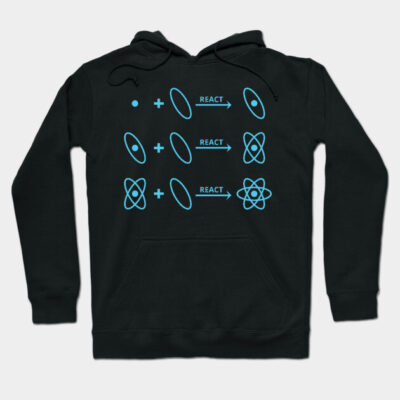 Black hoodie with blue science-themed design, comfortable cotton blend, ideal for casual wear and cooler weather.