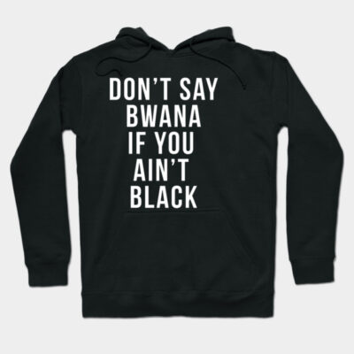 Black hoodie with bold white text, casual style, suitable for everyday wear, warm and comfortable material.