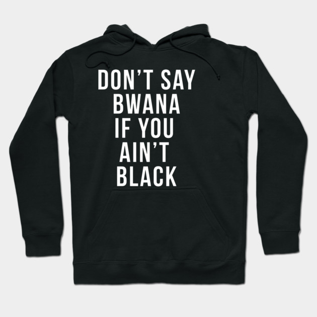 Black hoodie with bold white text, casual style, suitable for everyday wear, warm and comfortable material.
