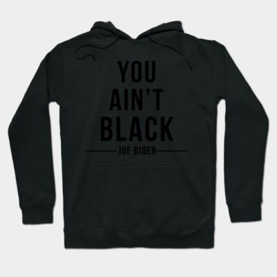 Black hoodie with bold text design, casual style, ideal for everyday wear, soft fabric for comfort and warmth.