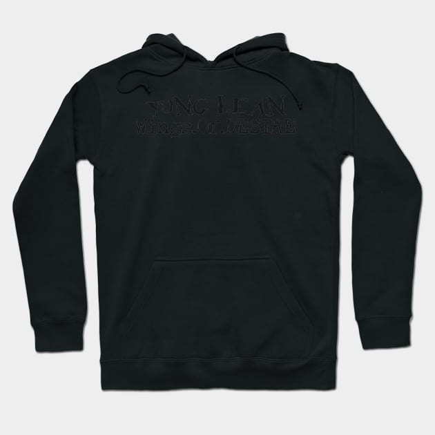 Black cotton hoodie with front pocket, adjustable drawstring, and subtle embossed text design for casual wear.