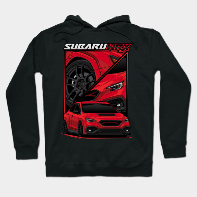 Black hoodie with red sports car graphic design, featuring bold text. Ideal for casual wear, cotton blend material.