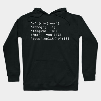 Black hoodie with white programming code text, casual style, soft cotton material, perfect for tech enthusiasts.
