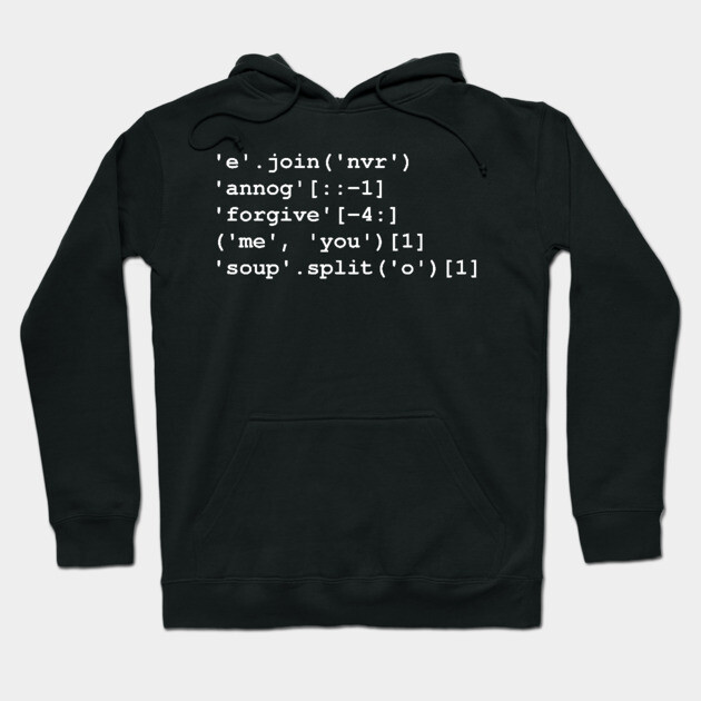 Black hoodie with white programming code text, casual style, soft cotton material, perfect for tech enthusiasts.