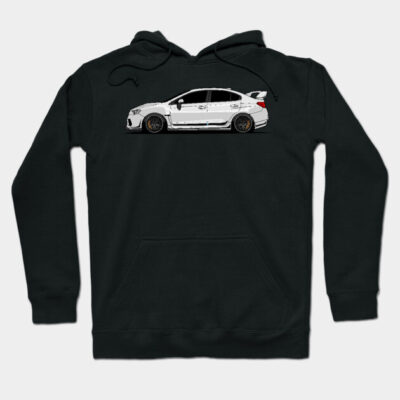 Black hoodie with white sports car graphic, cotton material, casual wear, unisex style, comfortable and stylish design.