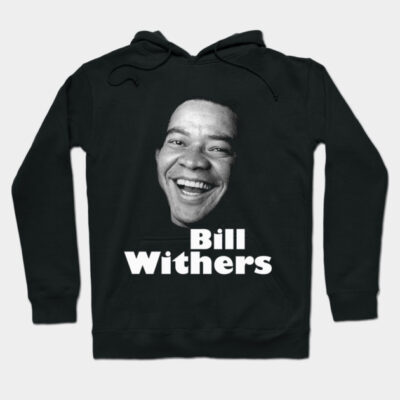 Black hoodie with graphic print, featuring bold text and smiling face design. Cozy cotton material, casual wear.