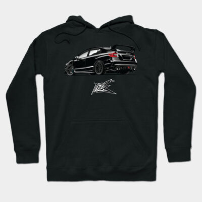 Black hoodie featuring a sporty car graphic, perfect for casual wear, made of soft cotton blend for comfort and style.
