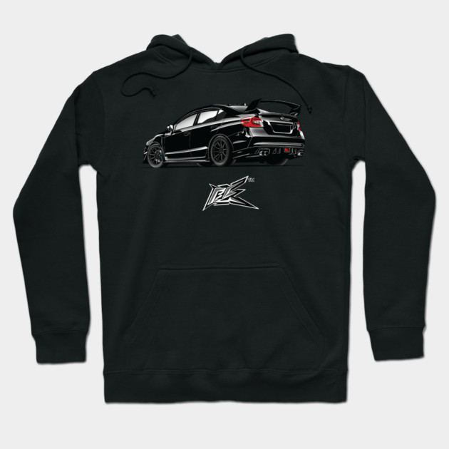 Black hoodie featuring a sporty car graphic, perfect for casual wear, made of soft cotton blend for comfort and style.