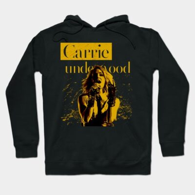 Black hoodie with yellow graphic design, featuring a microphone singer motif. Cotton blend, casual wear, unisex style.