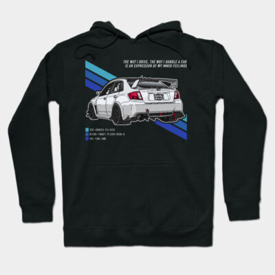 Black hoodie with car graphic design, featuring racing theme and motivational quote. Ideal for casual wear.