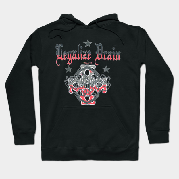 Black graphic hoodie with bold text design, featuring star accents, perfect for casual wear, made from soft cotton blend.