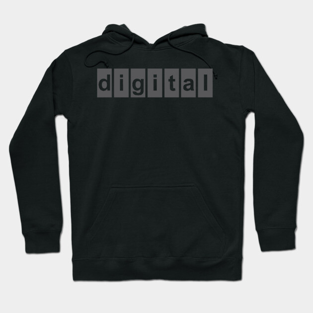 Black digital print hoodie, unisex design, cotton blend, casual wear, perfect for everyday comfort and style.
