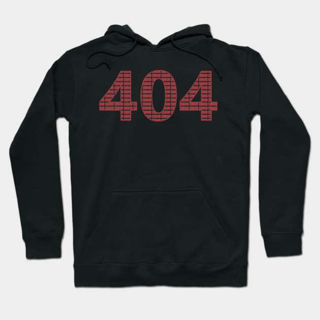Black hoodie with red "404" design, casual style, comfortable cotton blend, ideal for everyday wear.