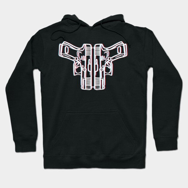 Black hoodie with white graphic design, casual style, made from soft cotton, ideal for everyday wear and comfort.