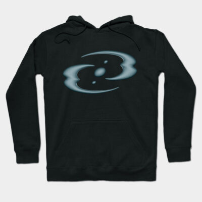 Black hoodie with abstract design, featuring cozy fit and adjustable drawstring. Perfect for casual wear and layering.