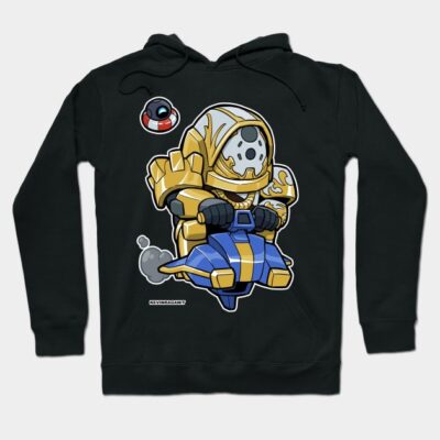 Black hoodie featuring a colorful cartoon robot design, perfect for casual wear and comfortable style.
