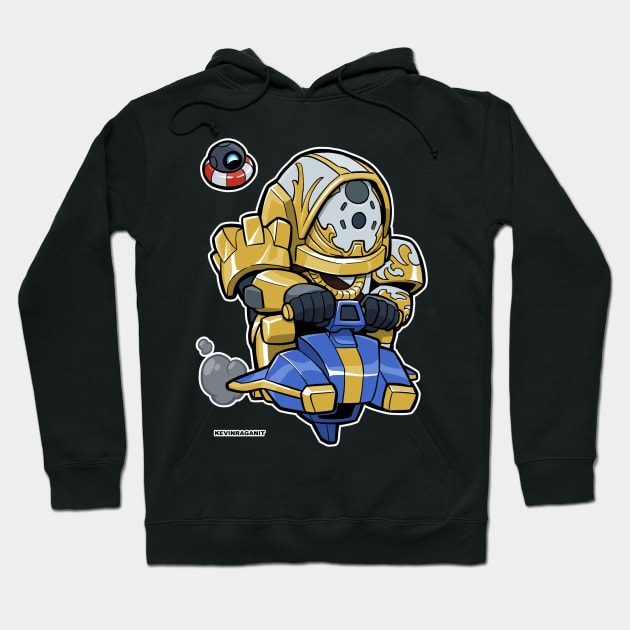 Black hoodie featuring a colorful cartoon robot design, perfect for casual wear and comfortable style.