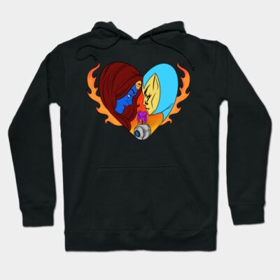 Black hoodie with colorful graphic design featuring abstract art, perfect for casual wear and comfort.