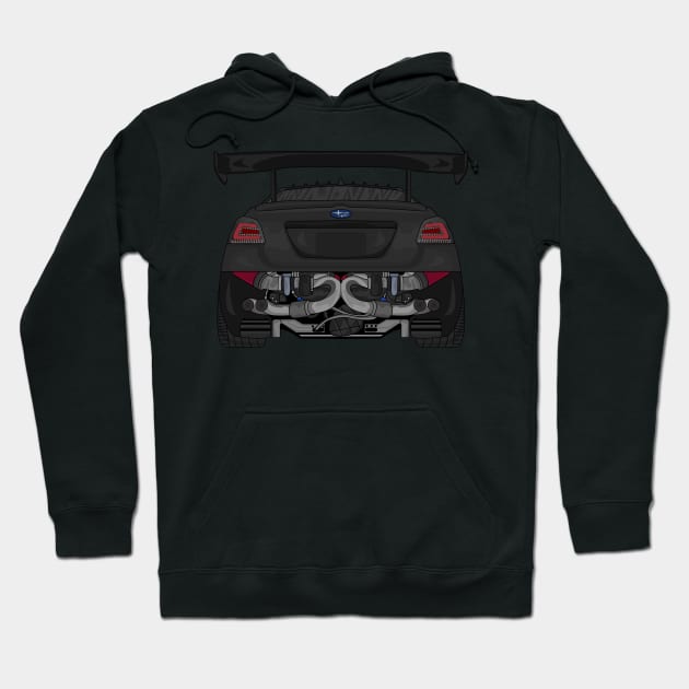 Black car-themed hoodie with rear vehicle graphic, casual style, ideal for car enthusiasts, cotton material.