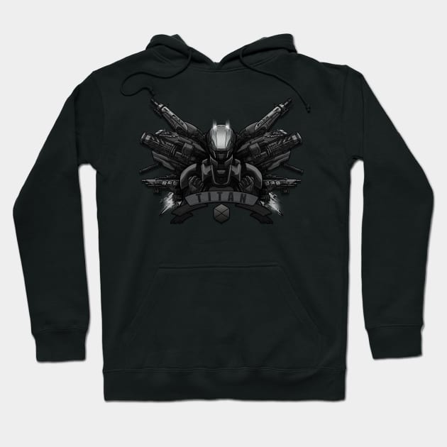 Black graphic hoodie with futuristic robot design, ideal for casual wear; soft cotton blend for comfort and style.