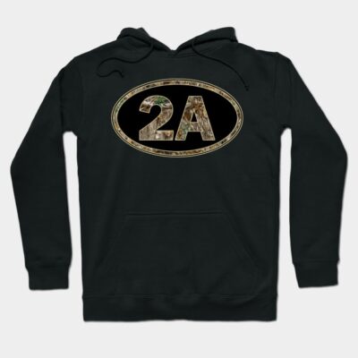 Black hoodie with "2A" camo print design, casual style, comfortable cotton blend, perfect for everyday wear.