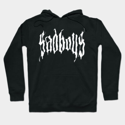 Black hoodie with bold white graphic text, casual style, cotton material, unisex, perfect for everyday wear.
