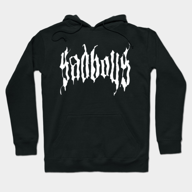 Black hoodie with bold white graphic text, casual style, cotton material, unisex, perfect for everyday wear.