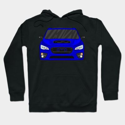 Black hoodie with blue car graphic, casual style, comfortable cotton blend, ideal for car enthusiasts.
