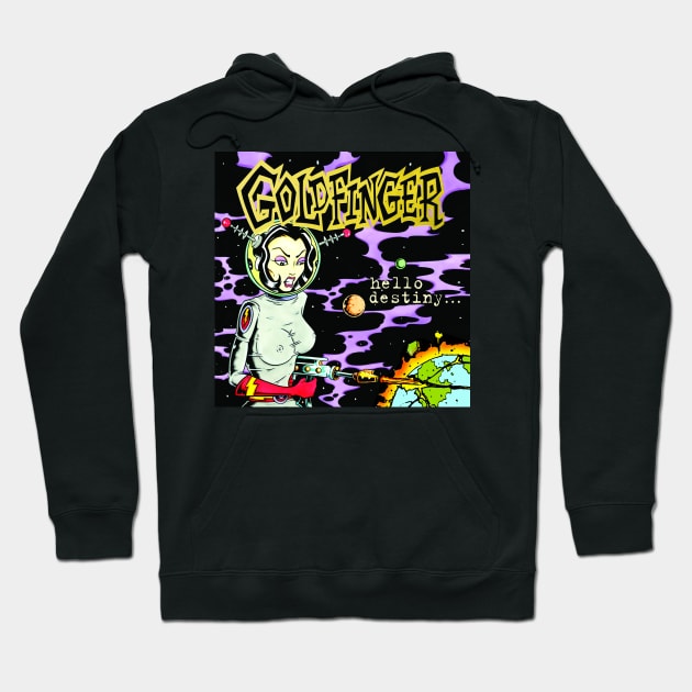 Black hoodie featuring colorful space-themed graphic design, perfect for casual wear and made from soft cotton blend.
