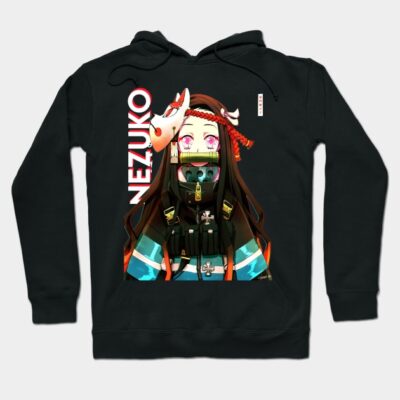 Black anime hoodie with colorful character graphic and text design, ideal for casual wear or fans of Japanese animation.