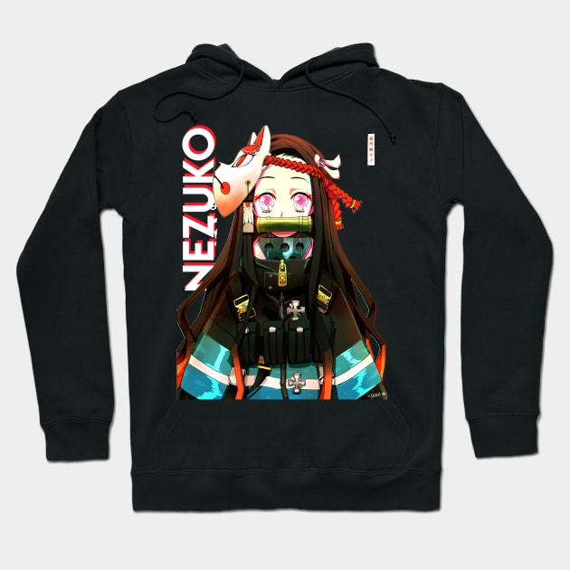 Black anime hoodie with colorful character graphic and text design, ideal for casual wear or fans of Japanese animation.