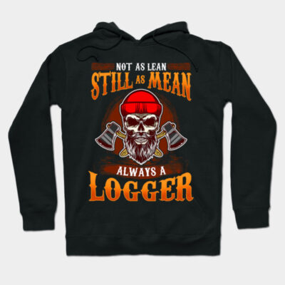 Black hoodie with bold text and skull design, featuring axes. Perfect for outdoor enthusiasts or casual wear.
