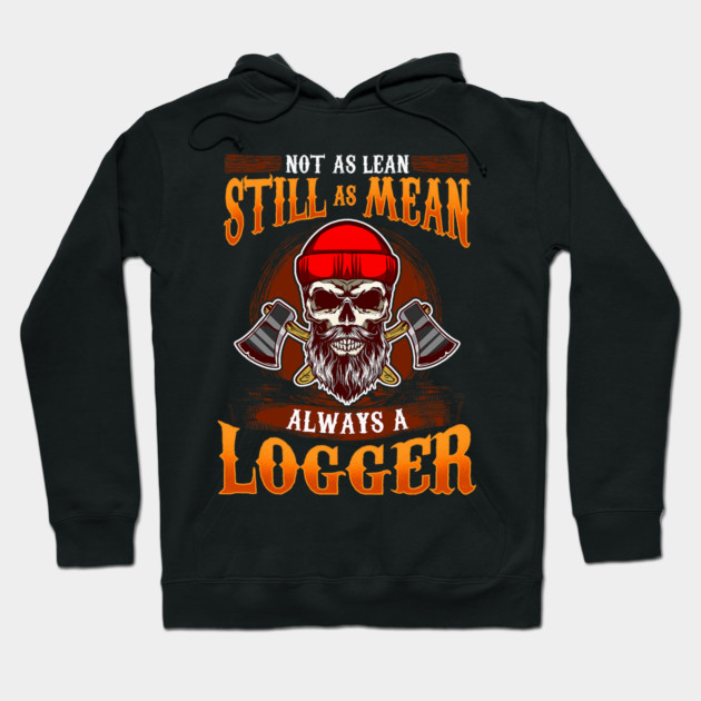 Black hoodie with bold text and skull design, featuring axes. Perfect for outdoor enthusiasts or casual wear.
