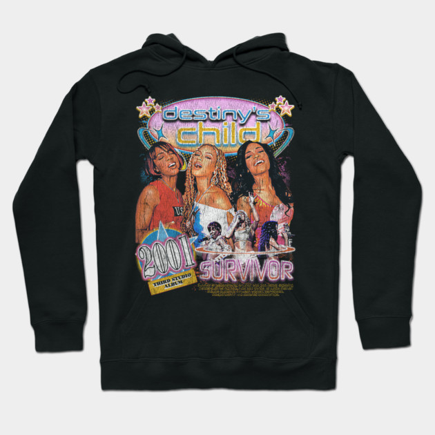 Black hoodie with colorful graphic design featuring "Destiny's Child" text, ideal for casual wear.
