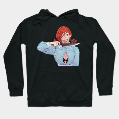 Black hooded sweatshirt featuring a vibrant anime character graphic, perfect for casual wear and anime fans.