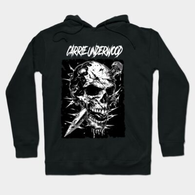 Black hoodie with graphic skull design, knife detail, and bold text. Perfect for casual wear or edgy style enthusiasts.