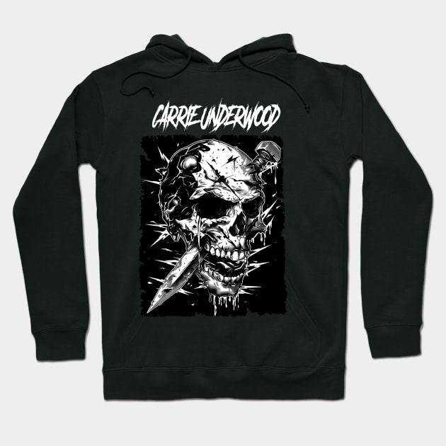 Black hoodie with graphic skull design, knife detail, and bold text. Perfect for casual wear or edgy style enthusiasts.