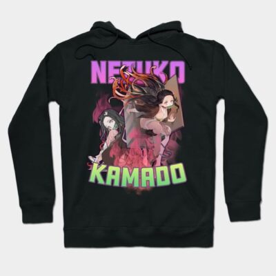 Black anime-themed hoodie featuring colorful graphics and text, ideal for casual wear and anime fans.