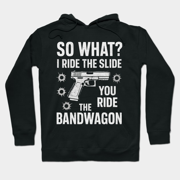 Black hoodie with bold white text and graphic design, casual style, soft material, suitable for everyday wear.