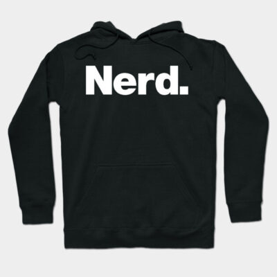 Black hoodie with "Nerd" text in white, featuring a casual style, suitable for everyday wear.