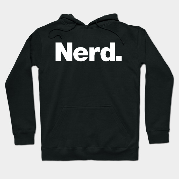 Black hoodie with "Nerd" text in white, featuring a casual style, suitable for everyday wear.
