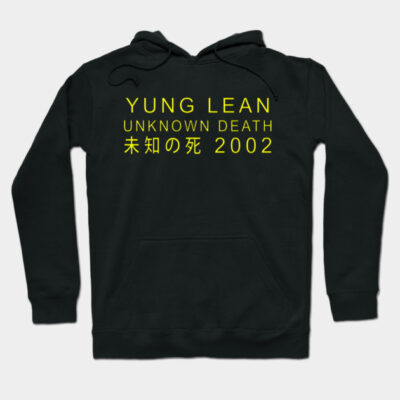Black hoodie with neon yellow text, casual wear, cotton material, front pocket, adjustable drawstring hood.