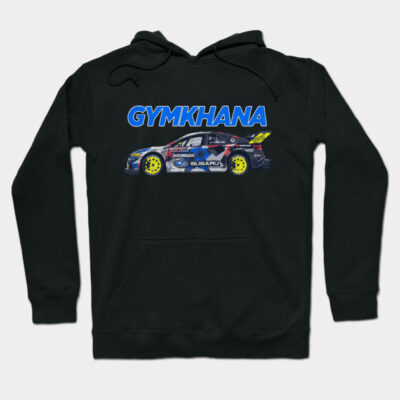 Black "Gymkhana" hoodie featuring a racing car graphic, perfect for motorsport enthusiasts and casual wear.