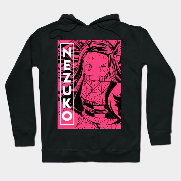 Black anime-themed hoodie with vibrant pink graphic design, ideal for casual wear and comfortable style.