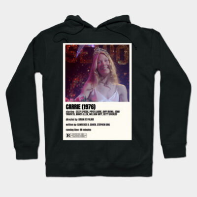 Black hoodie featuring vintage horror movie poster design, ideal for fans and casual wear, comfortable and stylish.