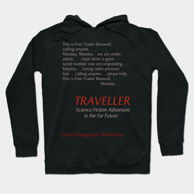 Mayday Signal – Retro Sci-Fi Distress Transmission Hoodie by Frogtitude
