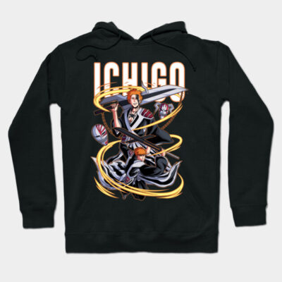 Black anime-themed hoodie featuring dynamic graphic design, comfortable cotton material, perfect for casual wear.